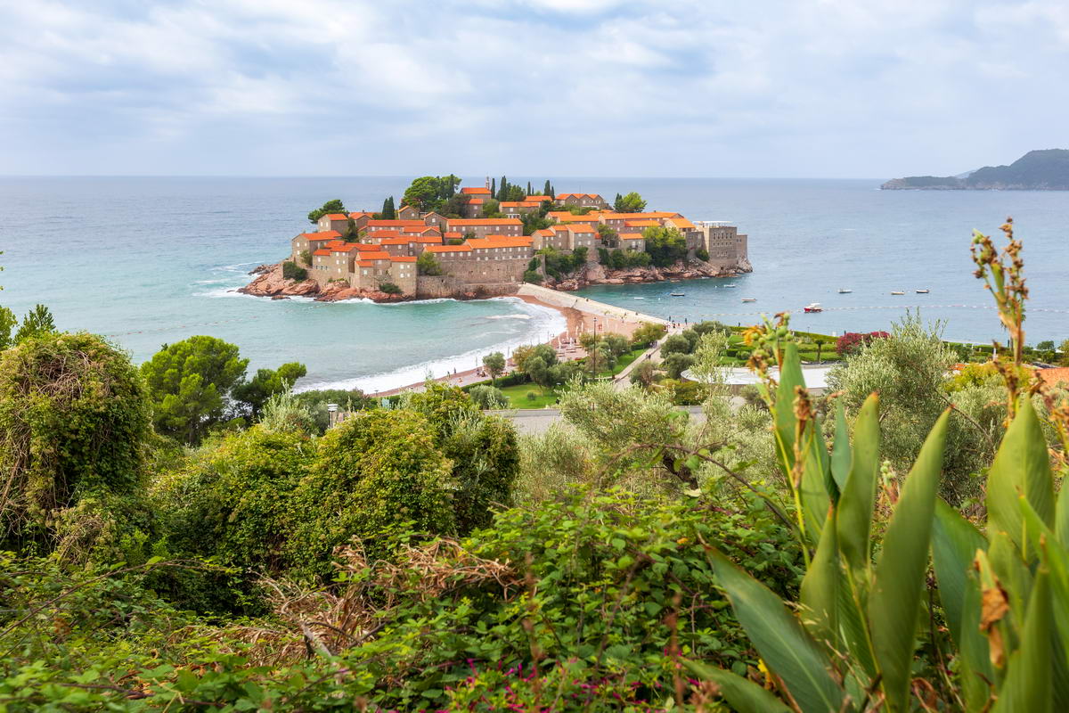 Sveti Stefan island from the postcard